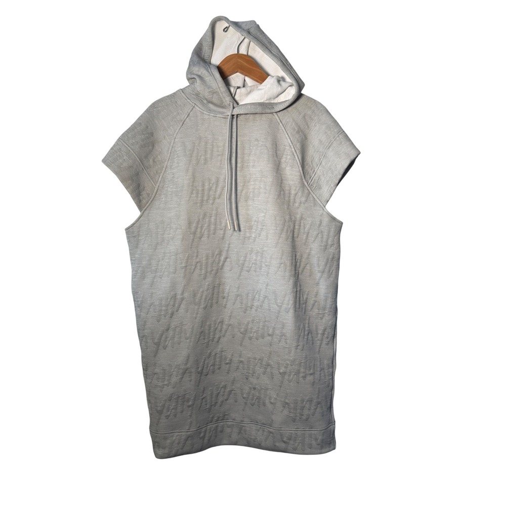 Yitty oversized Grey Textured Jacquard Open Back Sleeveless Hoodie Dress Medium
